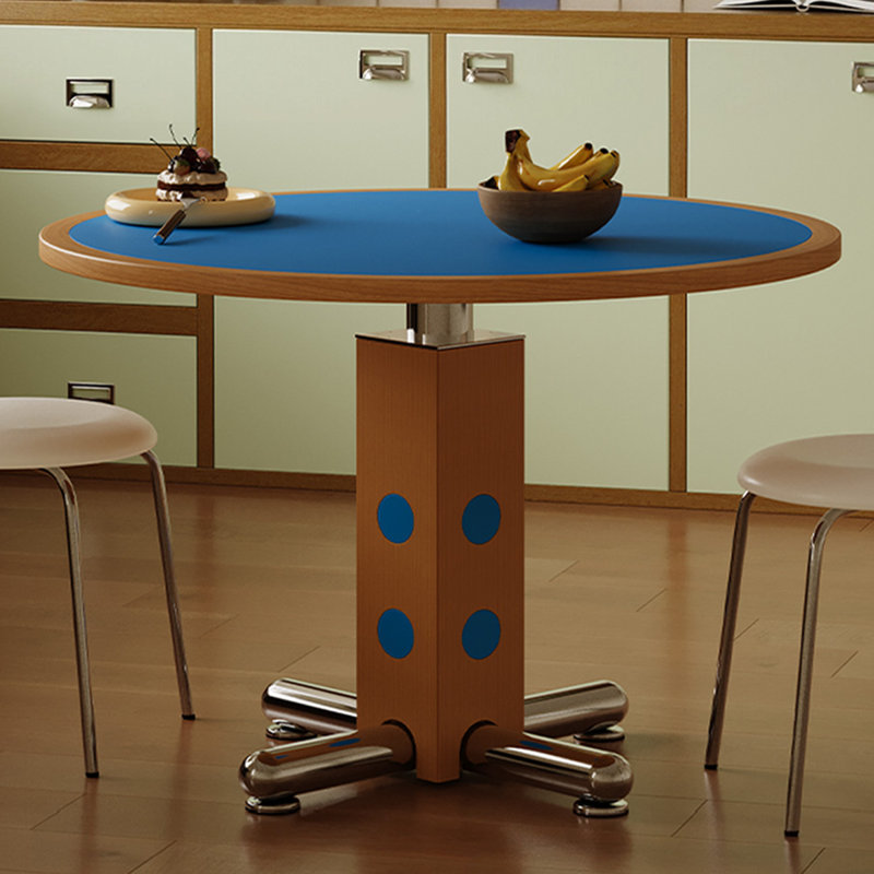 Blue Round Solid + Manufactured Wood Dining table, 29.53"H x 43.31"L x 43.31"W
