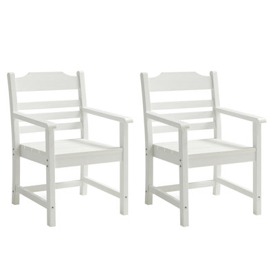 Chaise de patio 2 pièces avec accoudoirs, matériau des hanches, grain de bois blanc pur, décision extérieure confortable de 2, hanches, apparence de bois, confort