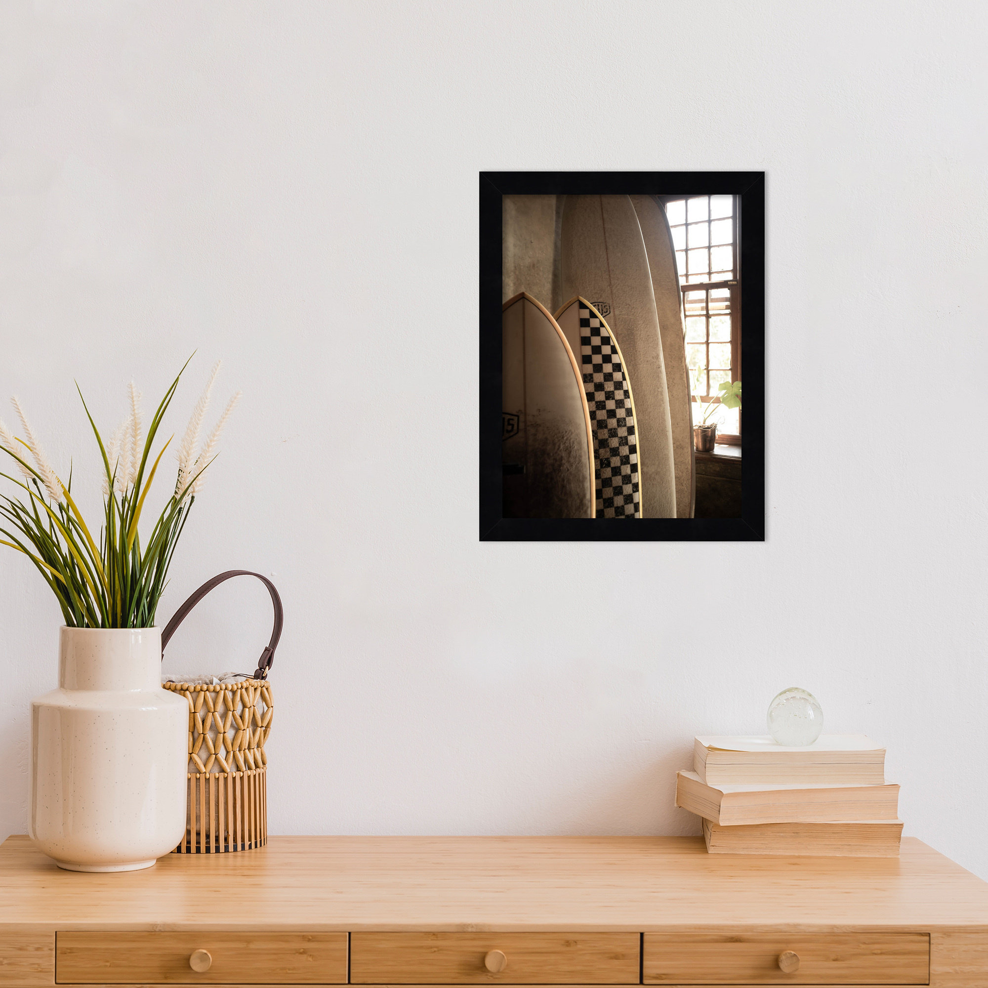Deus Surfboards by Shot by Clint Wood Framed Wall Art Print, Black, 13" H x 10" W