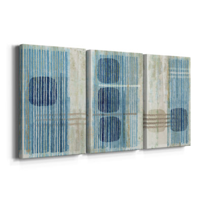 Bleu bleu horizon I - Toile tendue avec châssis sur mesure - 3 pièces
