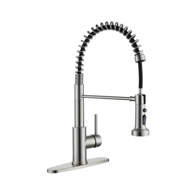 Pull Down Commercial Style Pull-Down Single Handle Kitchen Faucet, Brushed Nickel