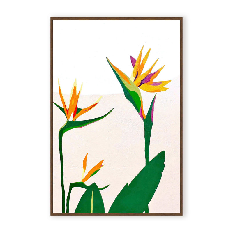 Birds Of Paradise III Print by Stefanie Bales, 48" H x 32" W x 2.375" D, Framed Canvas, Brown