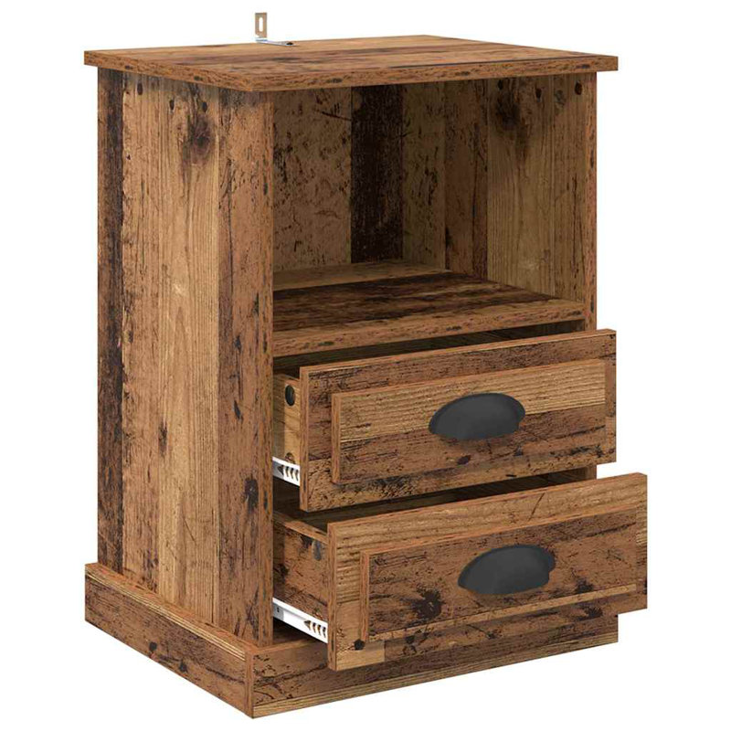43cm W Manufactured Wood Bedside Table, Old Wood