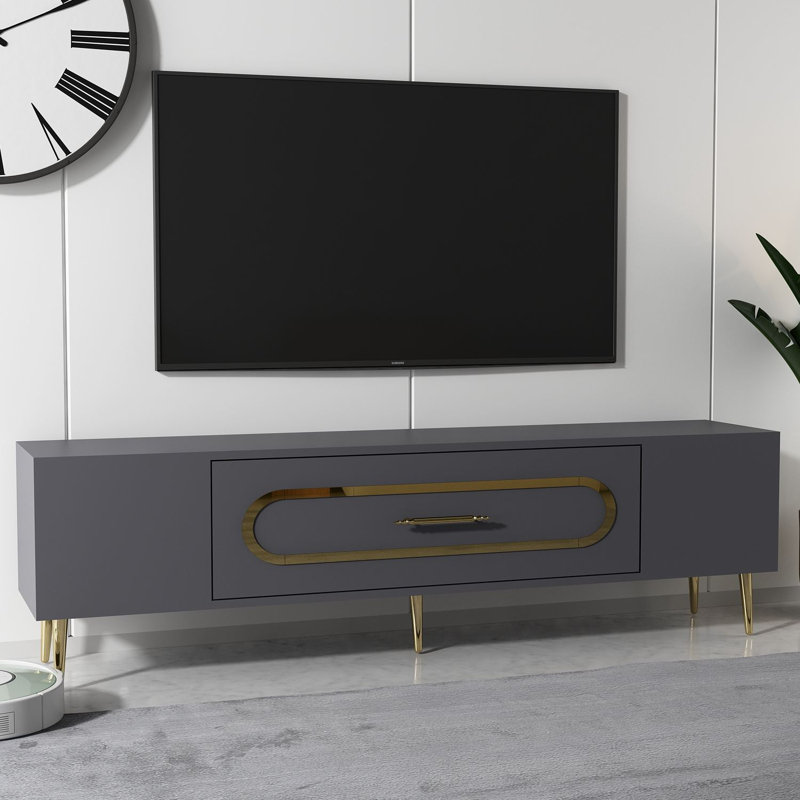 Olivia Unfinished TV Stand, 150cm, Grey/Gold