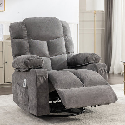 Massage Rocker Recliner Chair Rocking Chairs For Adults Oversized With 2 Cup Holders, USB Charge Port Soft Features A Manual Massage And Heat by Latitude Run