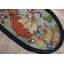 Tapis bleu antique antique en laine crocheté