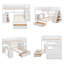 Lit superposé simple au-dessus de simple avec bureau intégré, tablettes de rangement et tiroirs d'escalier pour l'organisation de la chambre des enfants-534629798