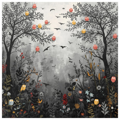 Owl Tree Forest Scene Comforter
