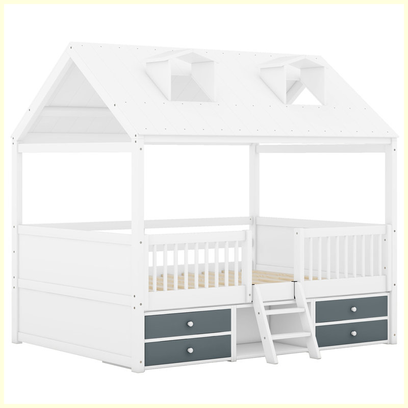 Structure de lit Modern, Blanc, Double