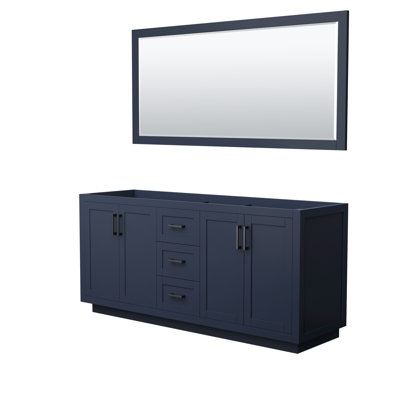 Base de meuble-lavabo double autoportant 71 po avec miroir 70 po Miranda