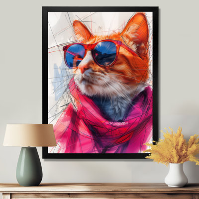 Chat curieux rose avec lunettes de soleil
