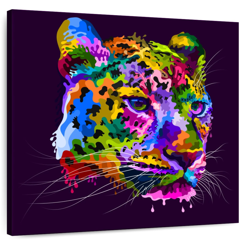Visage de guépard coloré Crowle, H 10 po x l 10 po