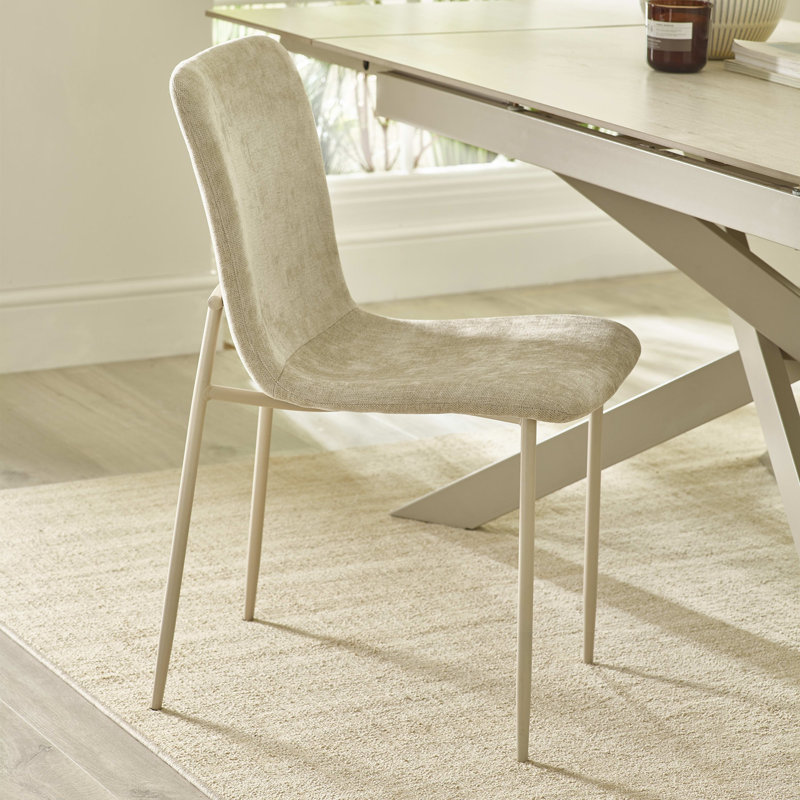 49cm H Polyester Upholstered Full Back Side Chair in Cream