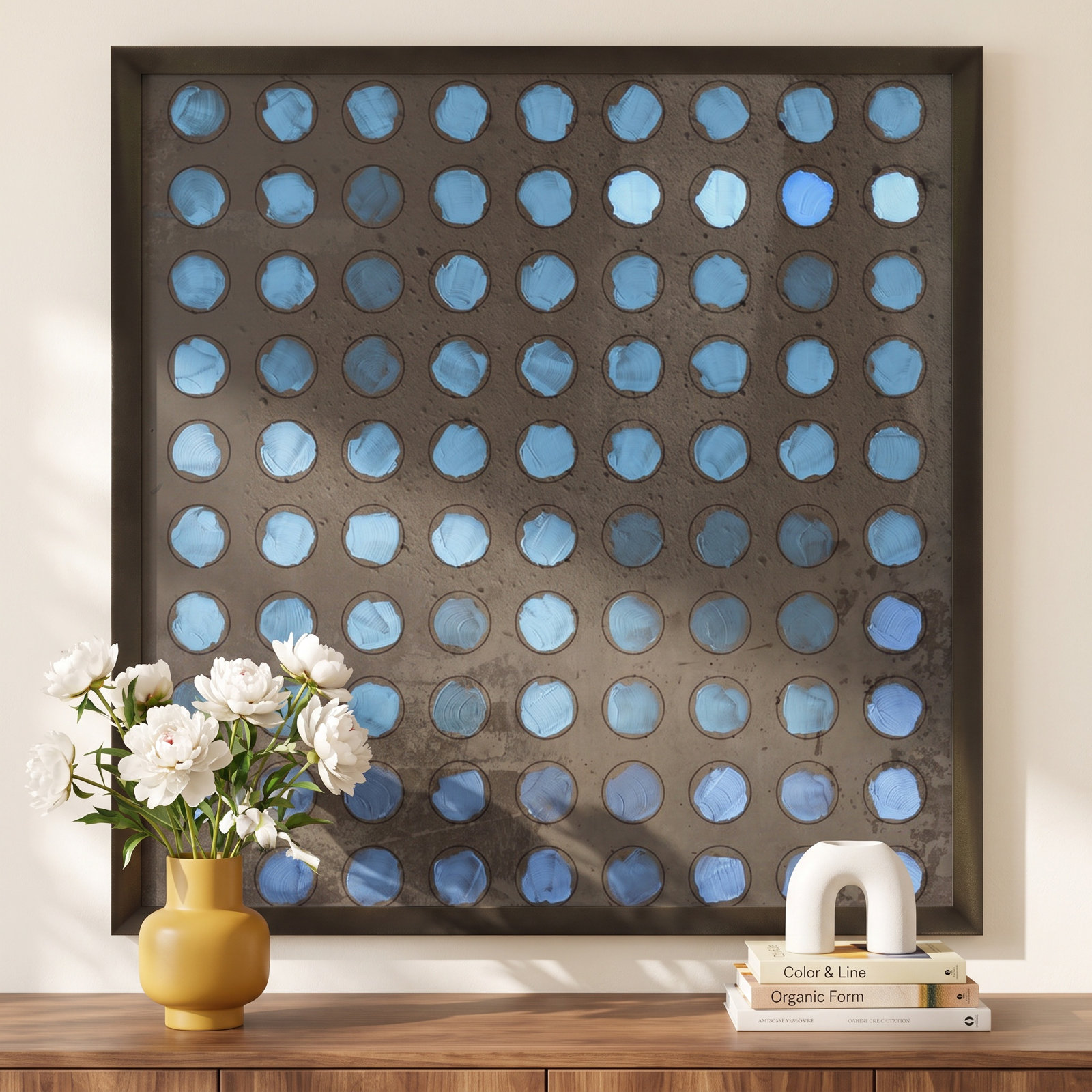 Squared Circles 5 by Jacques Pilon, 30" H x 30" W x 1.25" D, Black