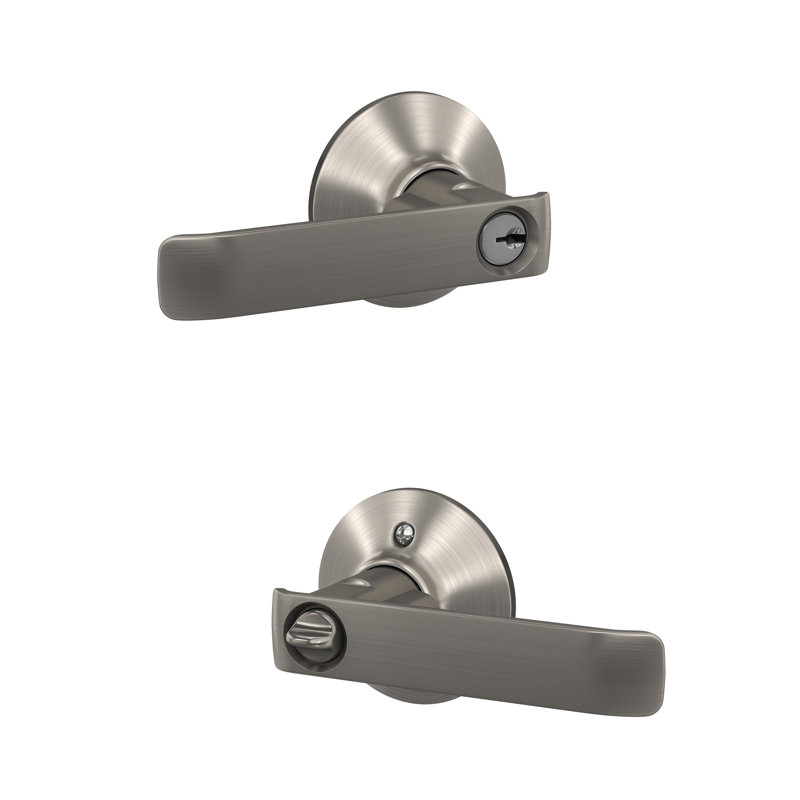 Complete Entry Lever Set with Deadbolt, Satin Nickel