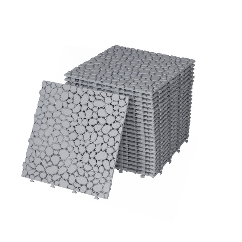 12 X 12 Inch Interlocking Deck Tiles Plastic Waterproof Outdoor All Weather Anti-Slip Bathroom Shower Balcony Porch Strong Weight Capacity Upto 440 LBS