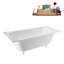 Baignoire encastrée Streamline NS7400CH 67 po en résine de pierre blanche mate avec receveur et bonde intégrée en chrome poli