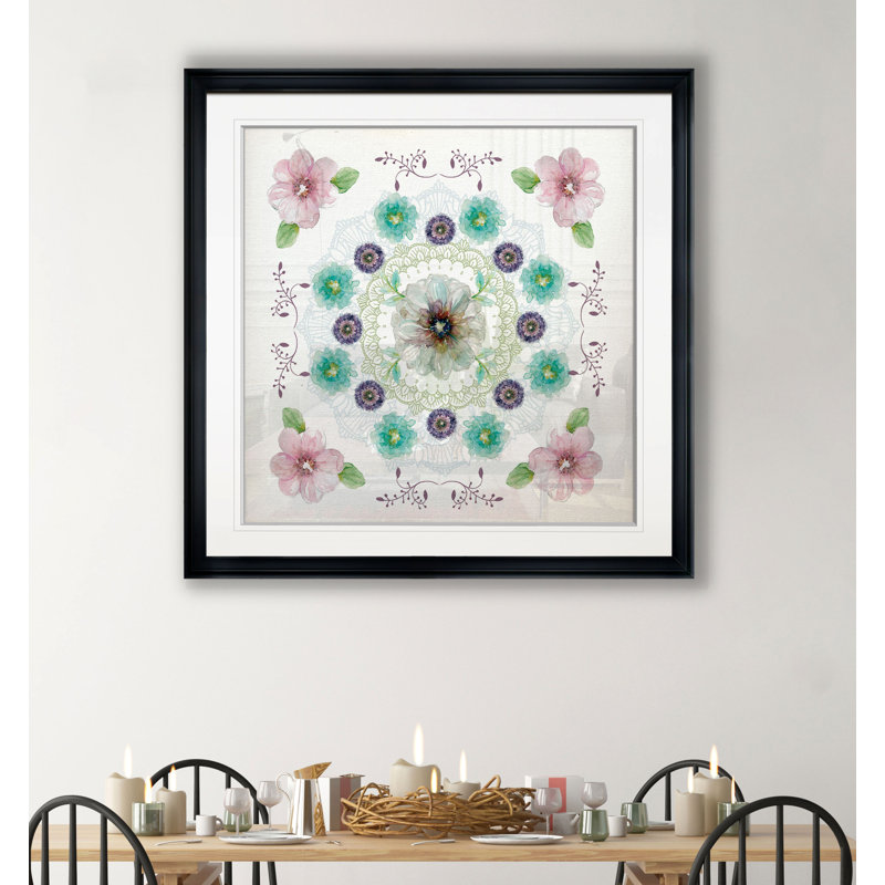 Art floral sur toile Kaléidoscope II, H 26,5 po x l 26,5 po x P 1,5 po, Cadre plastique noir
