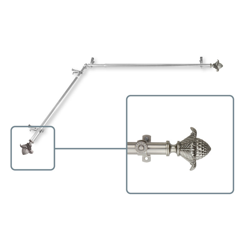 Tringle à rideaux simple de coin Crest Lane, 66 po à 120 po, Nickel satiné