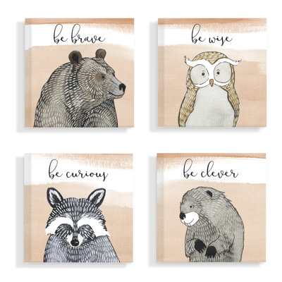 Ensemble d'art sur toile 4 pièces Barnabas Brave Wise Curious Clever