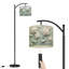 Lampe sur pied à arc avec abat-jour réglable Fleurs de lotus blanches élégantes Feuilles vertes délicates Lampe sur pied à 3 températures de couleur à intensité variable avec interrupteur au pied pour la chambre à coucher