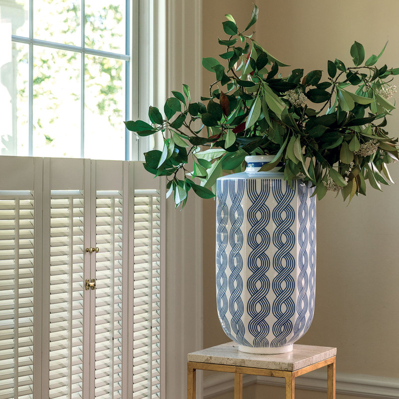 Evelyn Blue/White Table Vase, 20" H x 10.5" W x 9" D