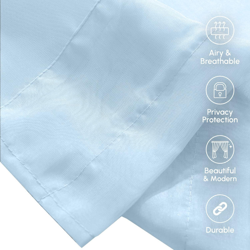 Yaelle Semi Sheer Curtain Pair, 40" W x 84" L, Light Blue