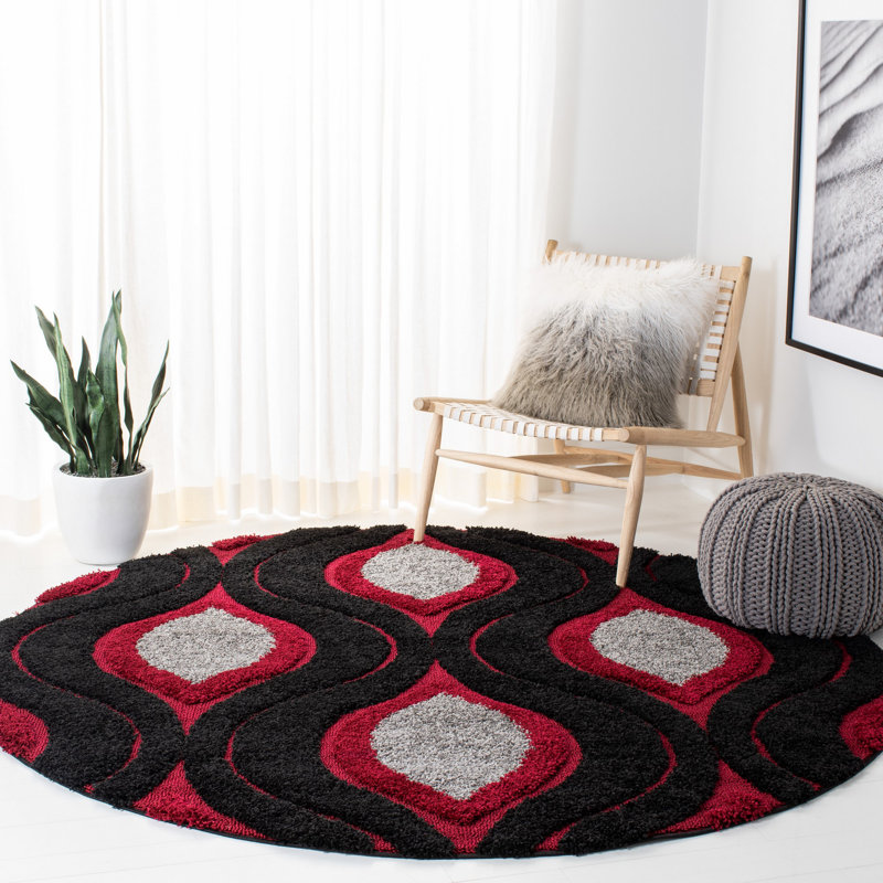 Alsup Shag Performance Geometric Rug, Round 6'7"