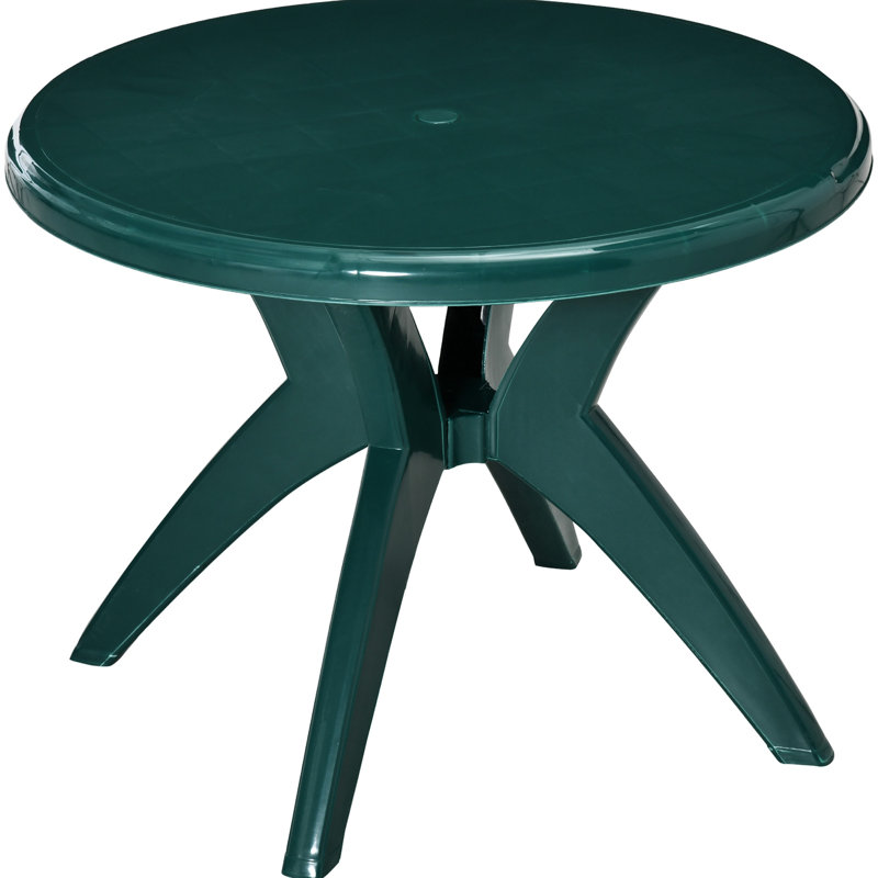 Table de patio ronde en plastique 37,13 po avec trou pour parasol - bistro d'extérieur pour la cour, le jardin, le déversement, les pieds de la base stable