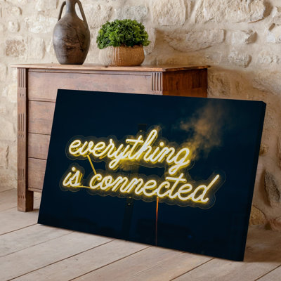 Canvas Create A Vibrant Scene Featuring A Glowing Neon Sign That Wall Art Reads Everything Is Connected Intricately Designed In A Canvas Wall Art