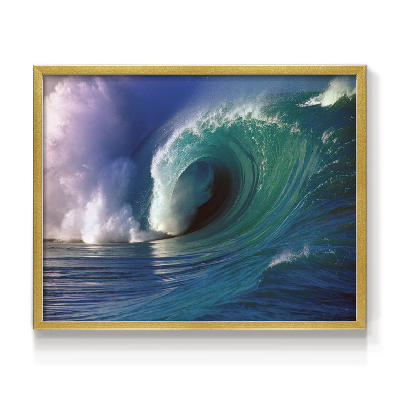 Waimea Bay -Framed Print - Restickable, 22" H x 28" W, Gold