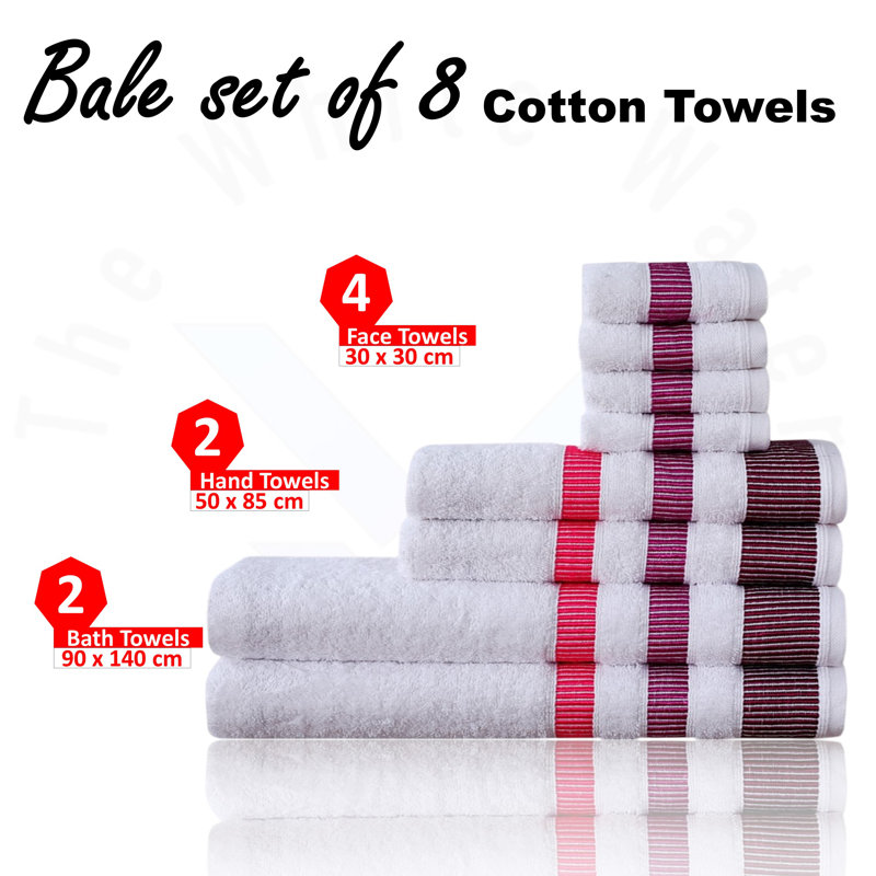 100% Cotton Mulit-Size Set, White/Plum