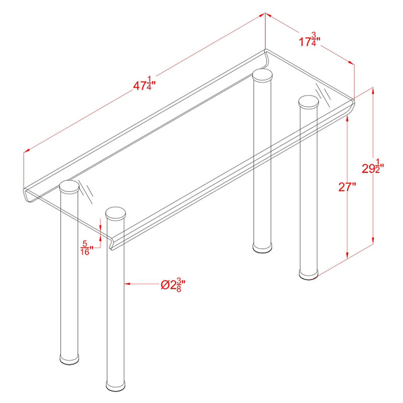 47.25'' Glass Top Console Table