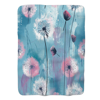 Airy Dandelion Art - 1 Piece Premium Sherpa Blanket