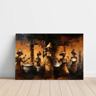 1Pc Framed Canvas Poster Print African Women, Traditional Ceremony, Abstract Expressionism Wall Art Wall Pediments, Wall Decor, Perfect for Room Decor
