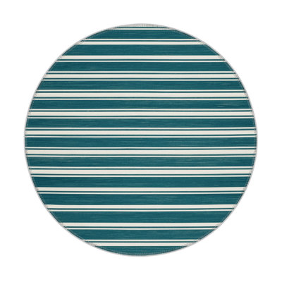 HorizontalStripes Blue Indoor and Outdoor Area Rug