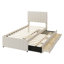 Lit plateforme tapissier simple avec couchette coulissante et 3 tiroirs de rangement, tissu en lin beige Klay-1875245998