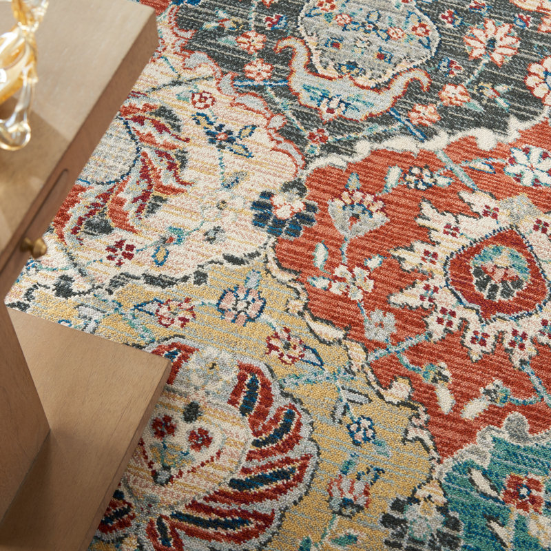 Wool Floral Indoor Rug, Rectangle 5'3" x 7'5"