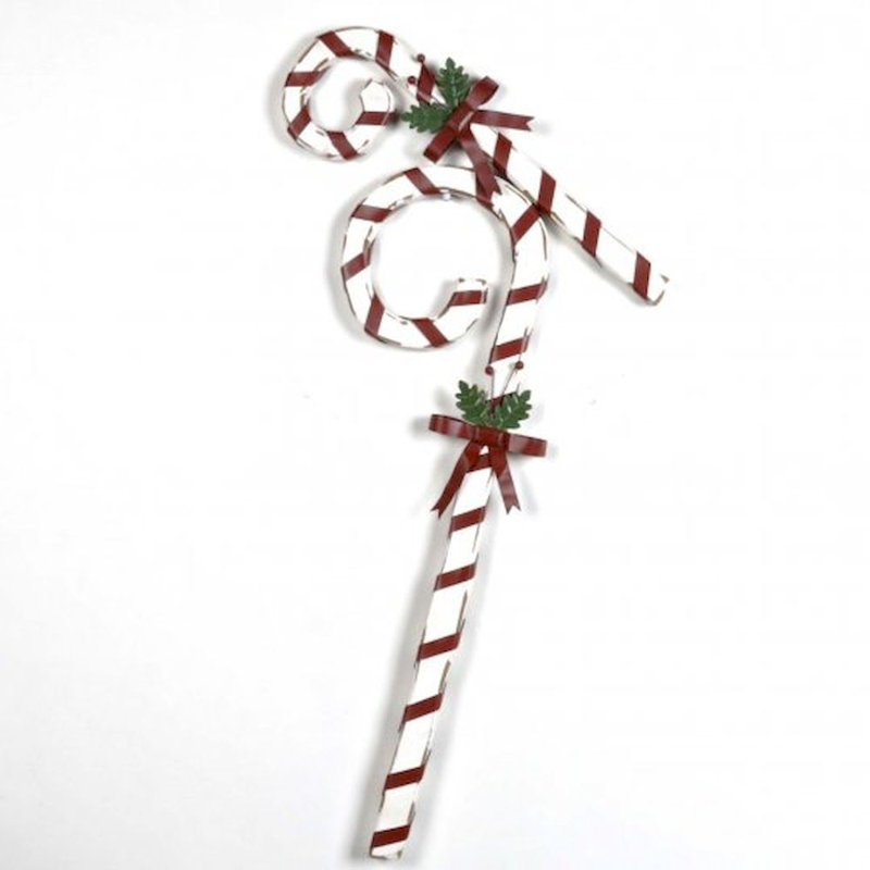 Ensemble de cannes de noël décoratives pour jardin en bois 2 pièces