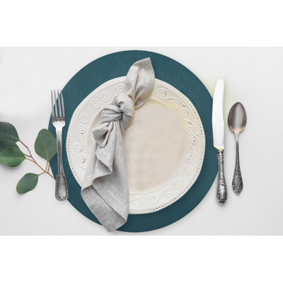 Mattola Placemat, Round, Pine Green, 15" Dia, Set Of 6