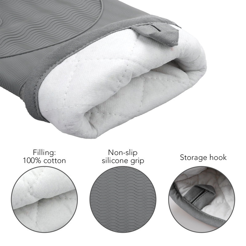 FabStyles Cotton Oven Mitt Set, Gray