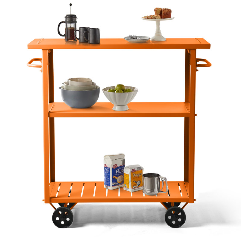 Phinn Metal Bar Cart, Orange