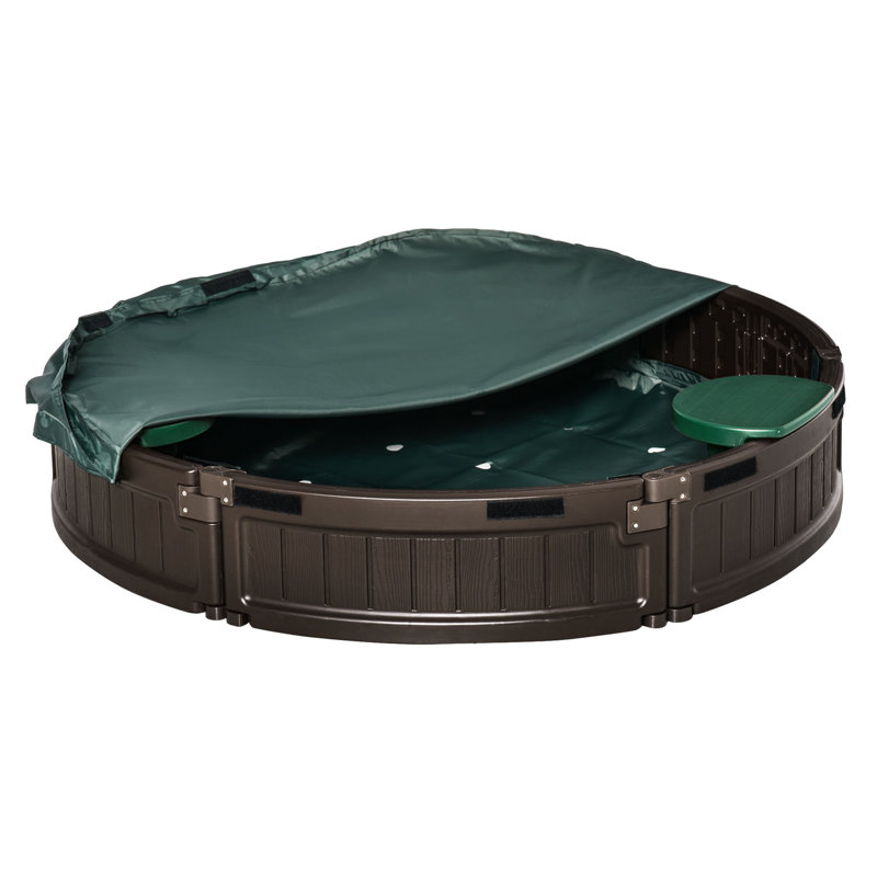 Outsunny Plastic Round Sandbox with Cover, 4.04'
