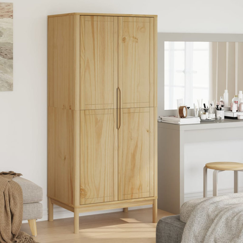 Pine Wood Wardrobe, Wax Brown