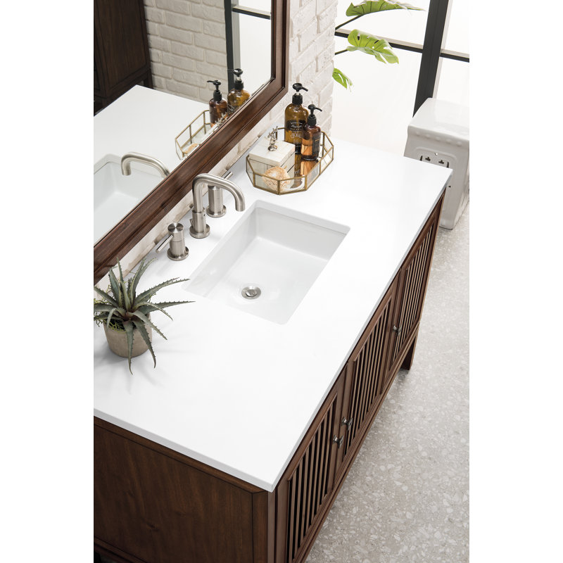 Athens 48'' W Single Vanity, Glossy White, White Zeus, 8" Widespread