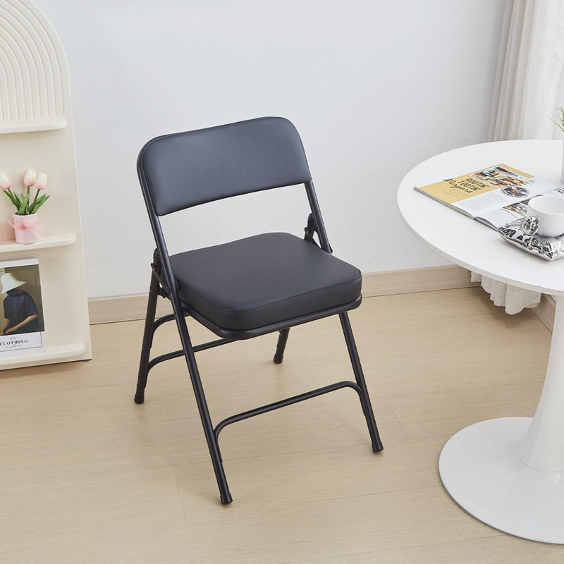 KAIHAOWIN - Chaise pliante rembourrée ultra épaisse - Chaise en métal noir confortable pour l'intérieur et l'extérieur - Paquet de 2