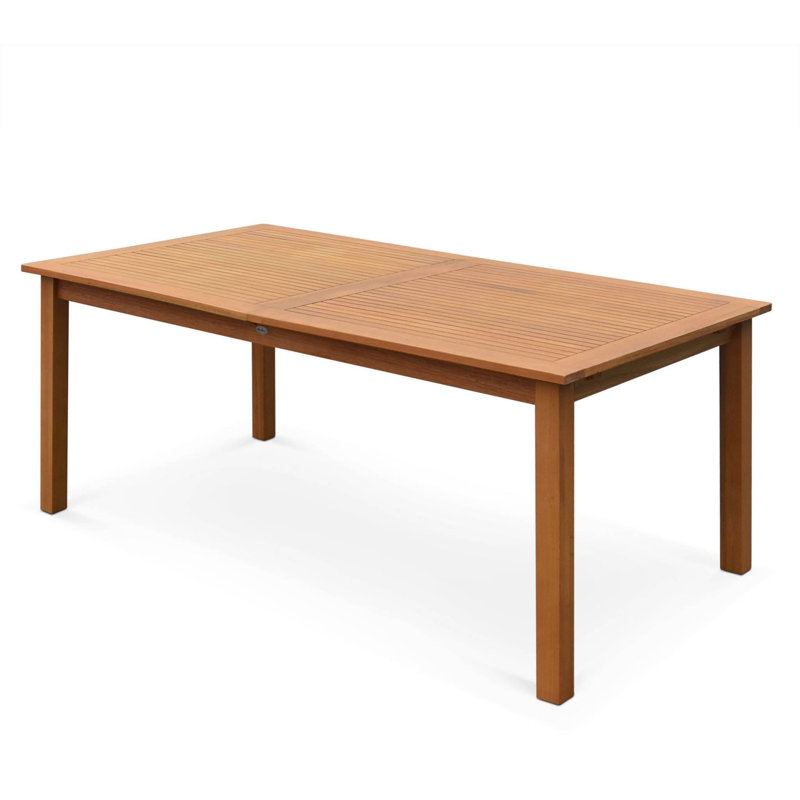 Dancy Rectangular Eucalyptus Extendable Outdoor Dining Table With Umbrella Hole , cm W 100cm cm D, 75cm H x 240cm L x 100cm W