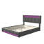 Storage Bed With 4 Drawers & Dual LED Lights, Upholstered Bed Frame With Adjustable Headboard, Grey Linen-555591949