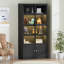 Display Cabinet With Glass Doors, 5 Tier Storage Cabinet With 3 Colour Light