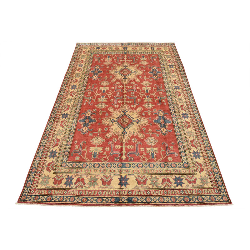 Tapis rouge nouvel âge en laine 7 pi 5 po x 11 pi Gursharon